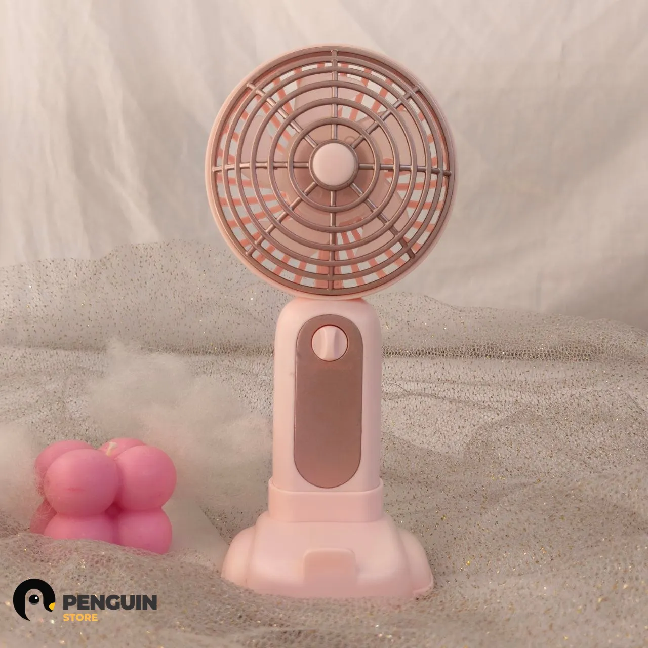 مروحة "روز جولد" (Rose Gold) إليجانت 2 في 1 - مروحة مكتب ويد بـ هولدر للموبايل وشحن USB للشياكة والروقان 💖✨🌀