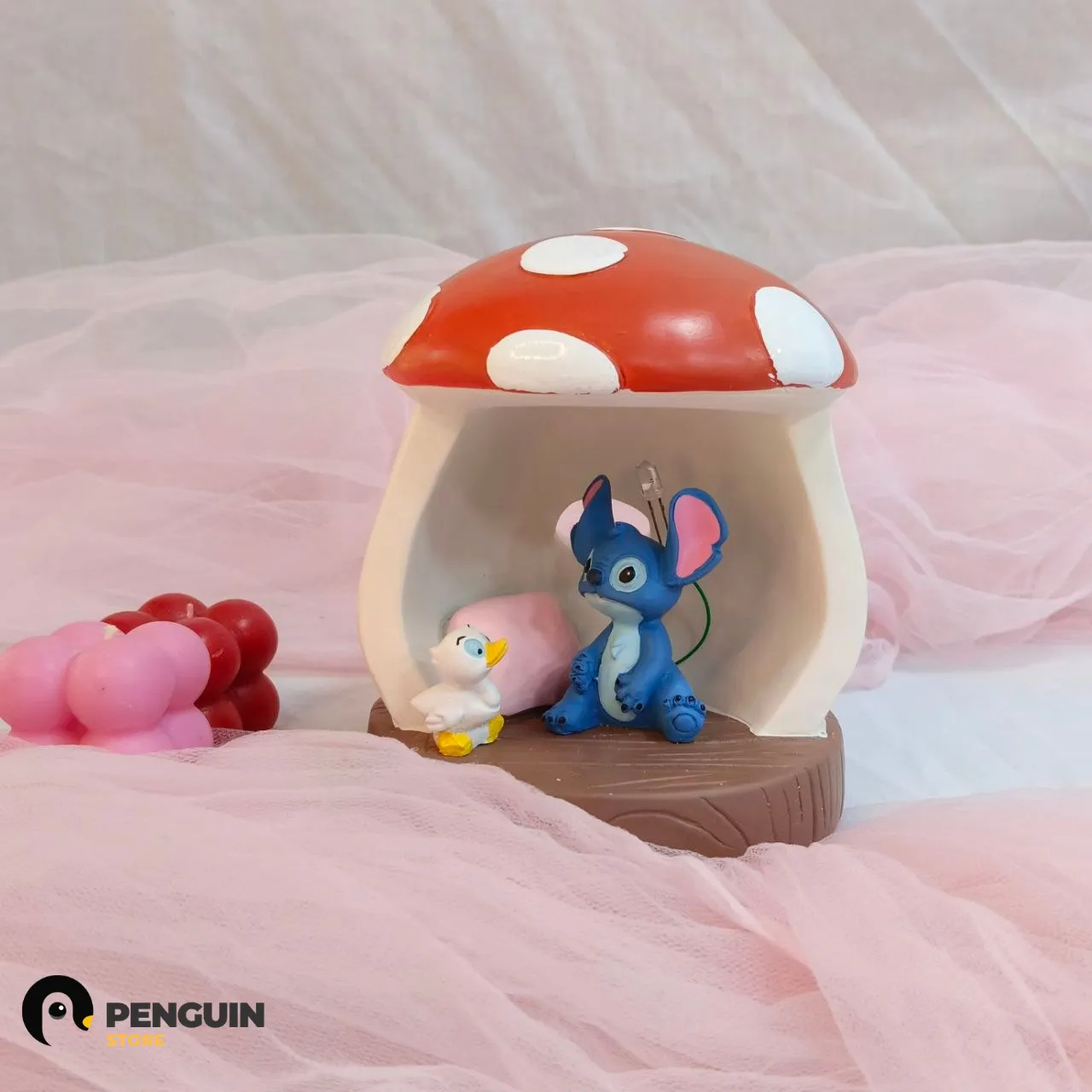 أباجورة "ستيتش في بيت المشروم" - نايت لايت LED بتصميم ديزني الساحر لهدايا البنات والولاد والروقان 🍄💙✨